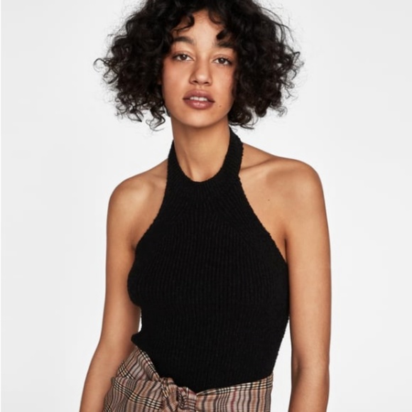 zara black halter top